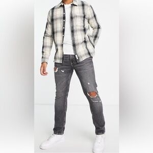 Hollister Plaid Button-Up Shirt men’s large splice check lightweight flannel